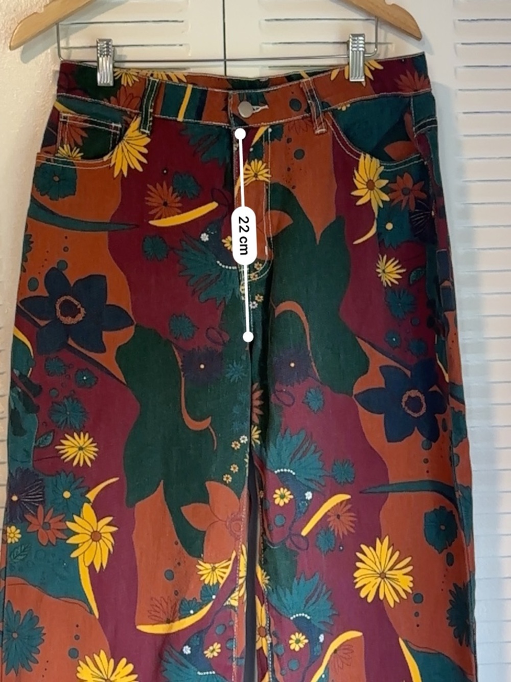 KCGH Retro Floral Wide-Leg Pants – Bold 70s Statement | Size XL - Picture 11 of 12